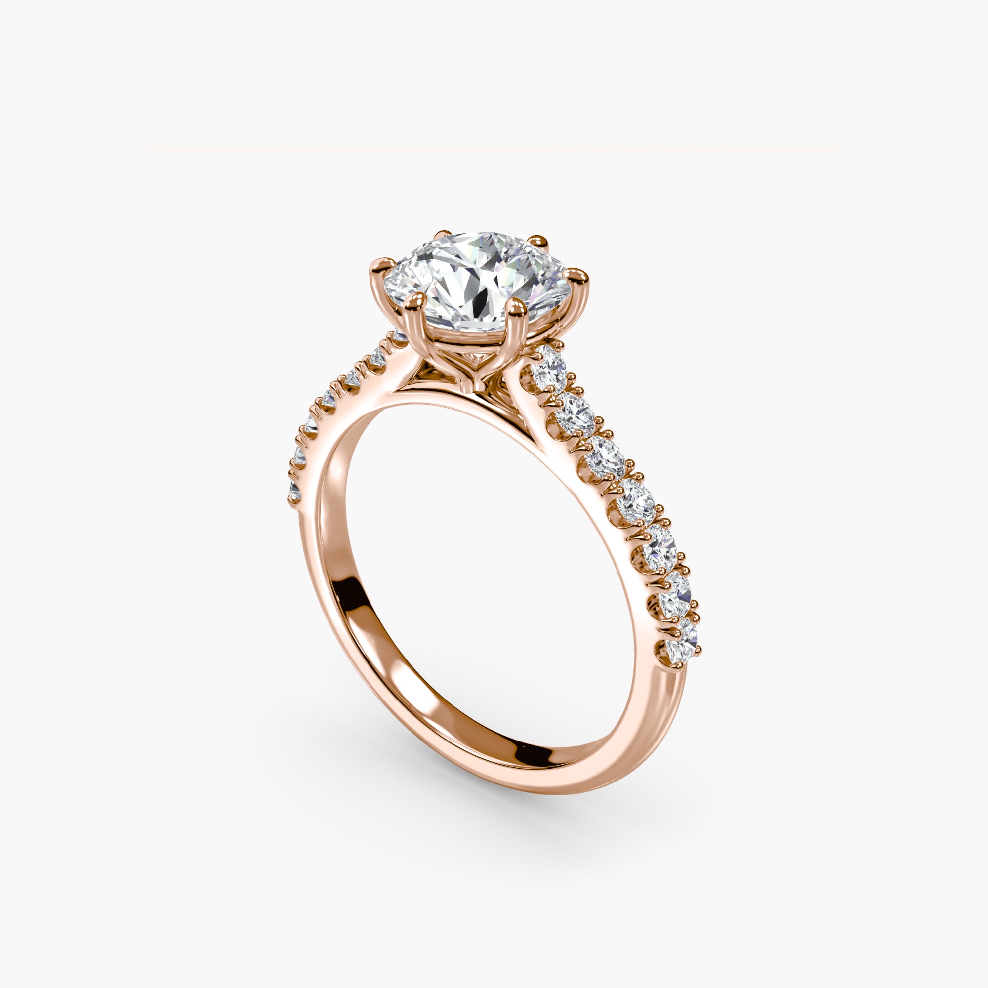 Caterina Solitaire Diamond Ring with Side Stones