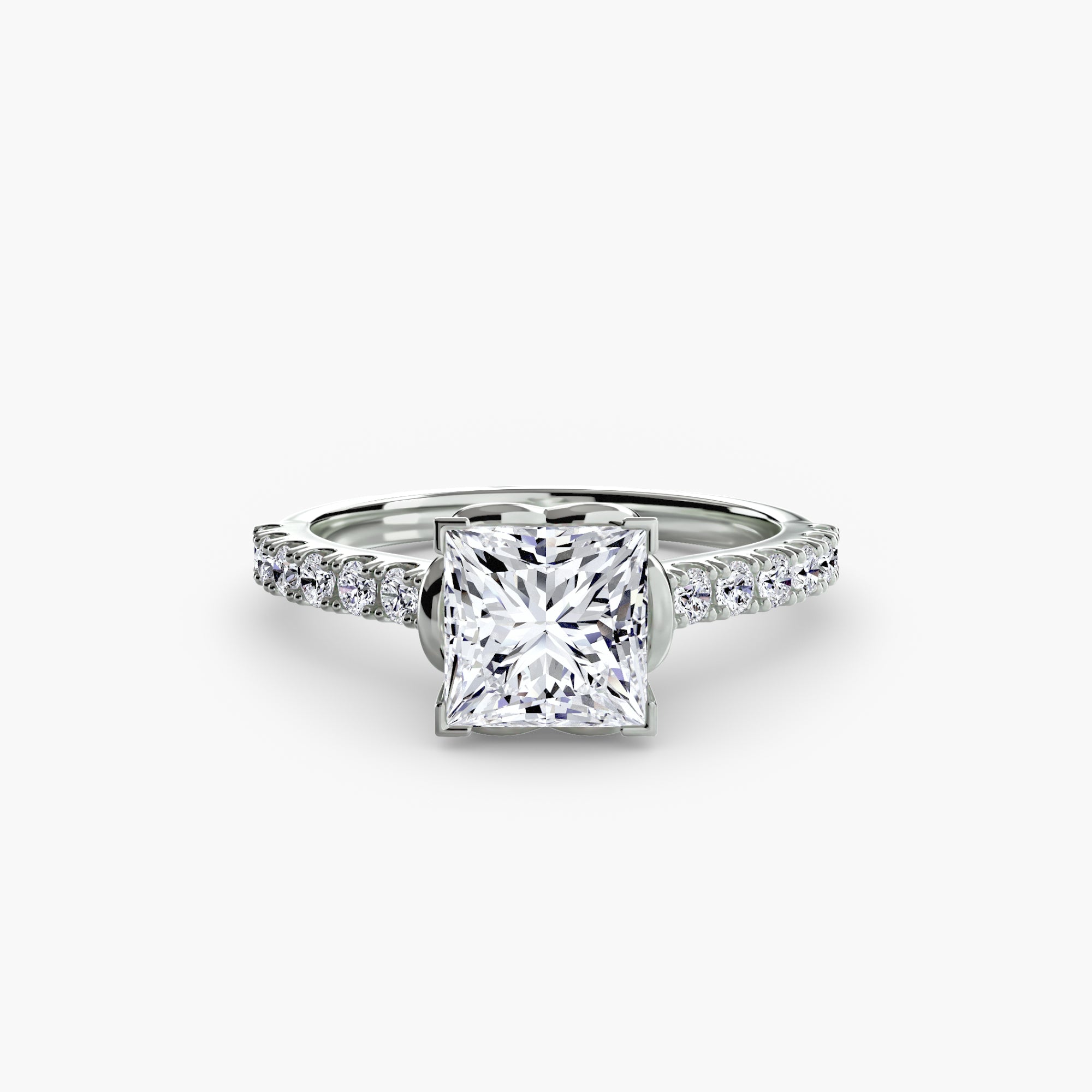 Adelina Solitaire Diamond Ring with Side Stones