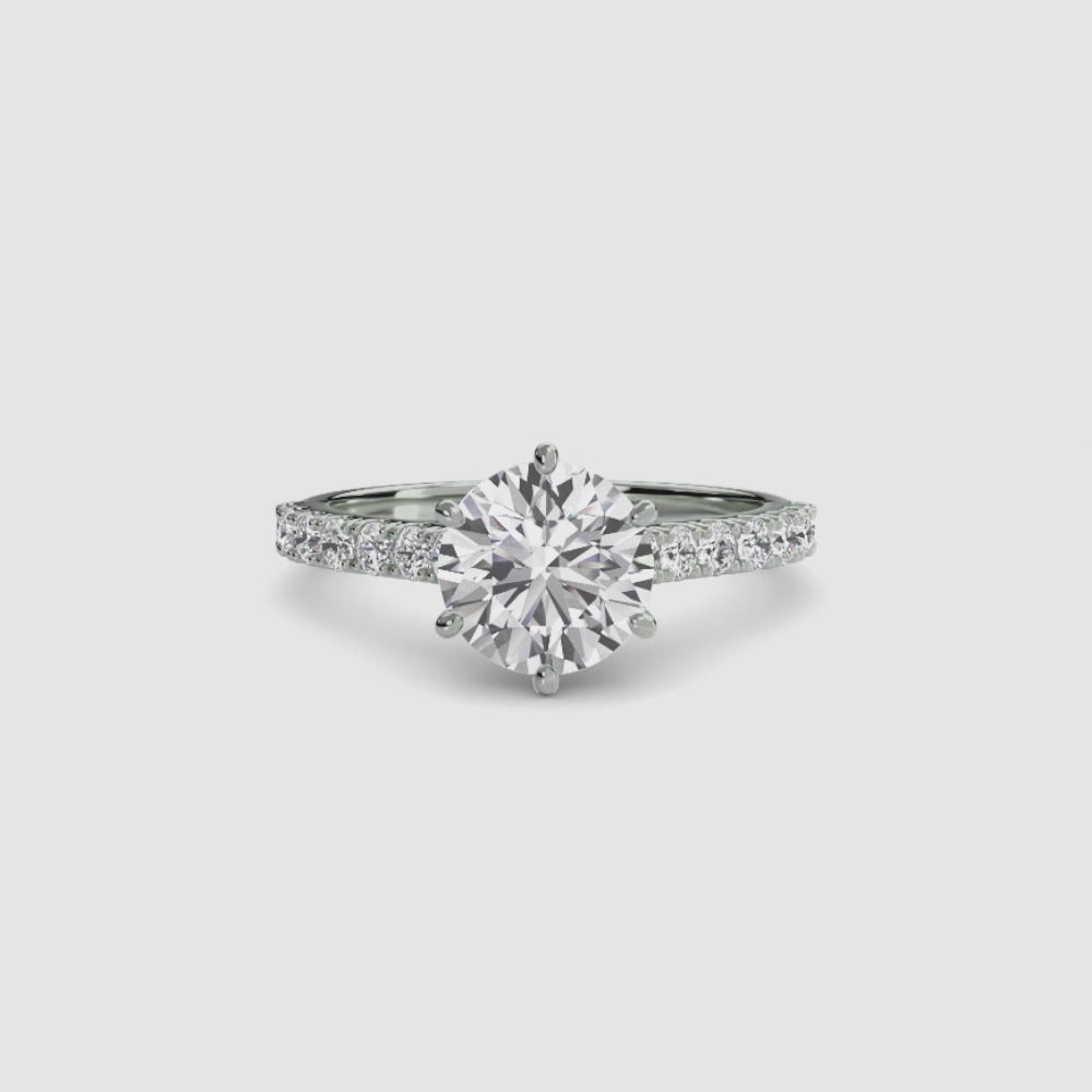 Caterina Solitaire Diamond Ring with Side Stones