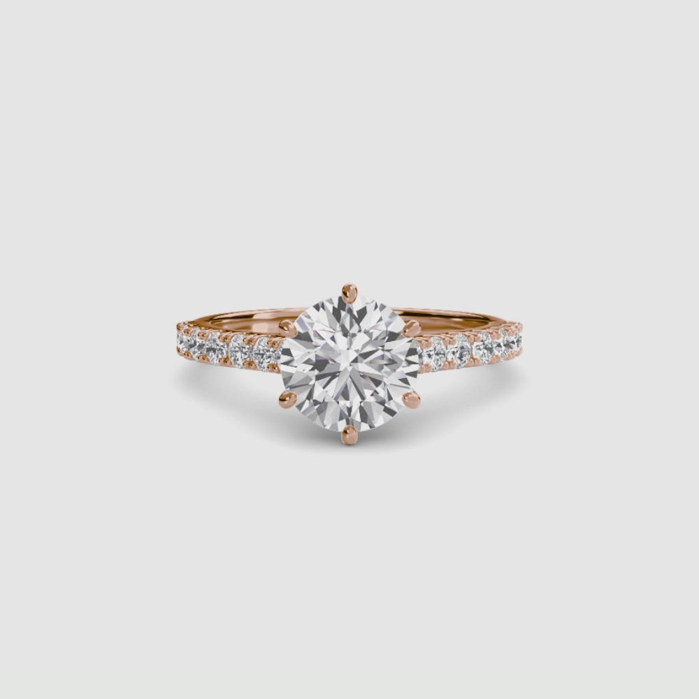 Caterina Solitaire Diamond Ring with Side Stones