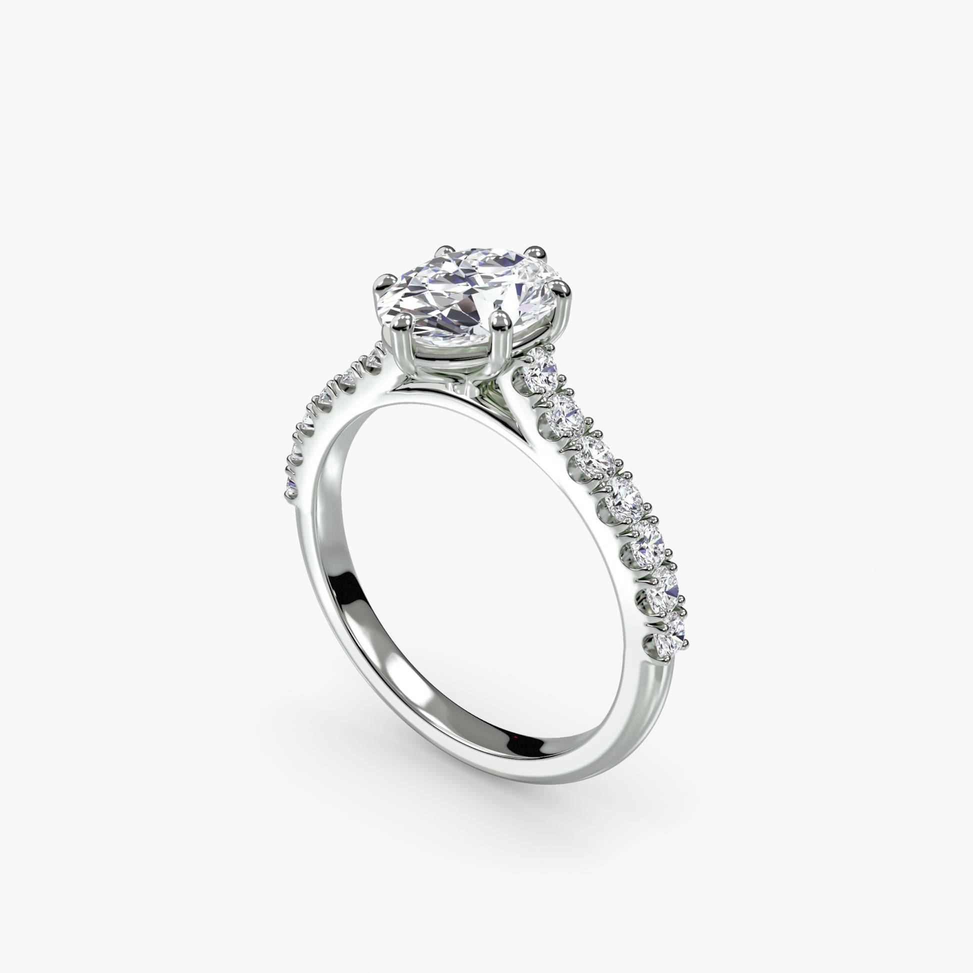 Caterina Solitaire Diamond Ring with Side Stones