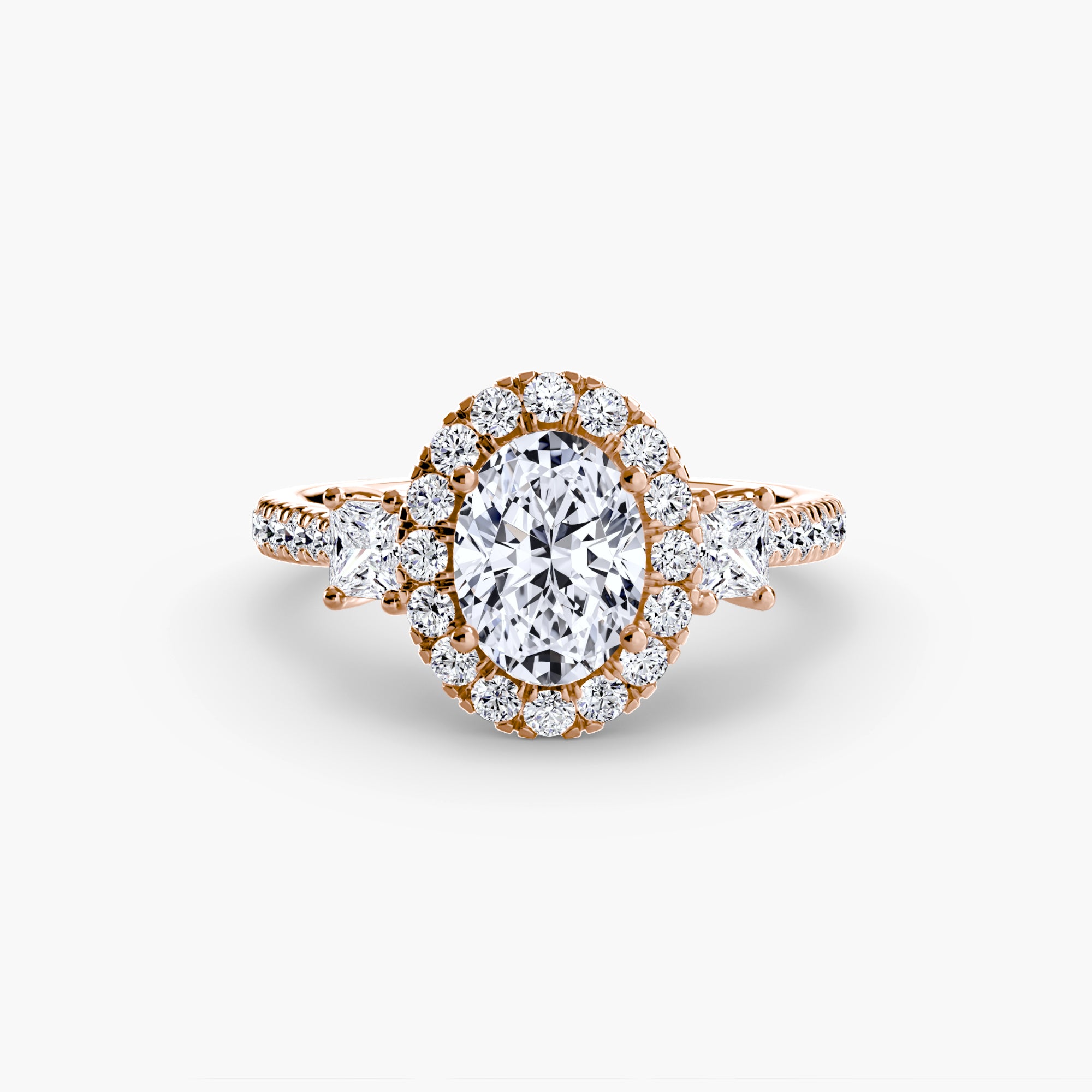 Three-Stone Ring with Halo 2