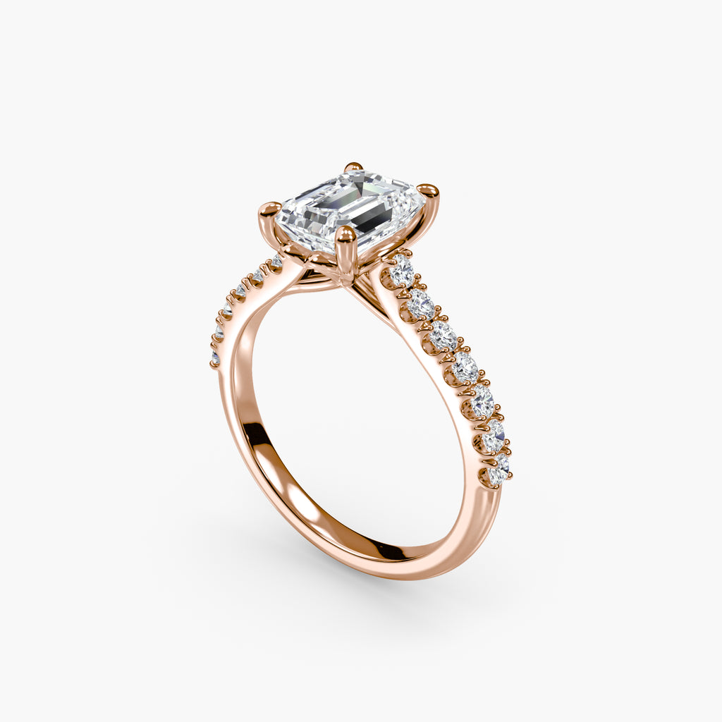 Adelina Solitaire Diamond Ring with Side Stones