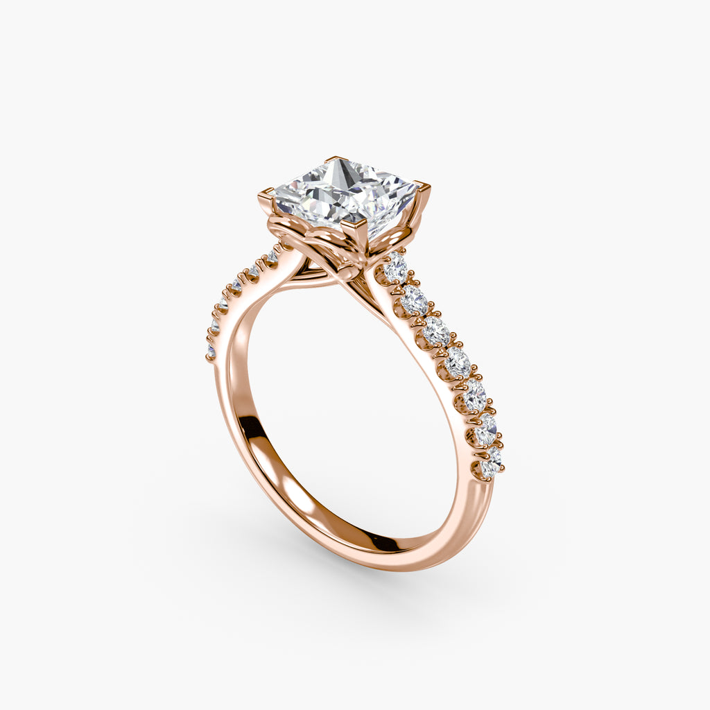 Adelina Solitaire Diamond Ring with Side Stones