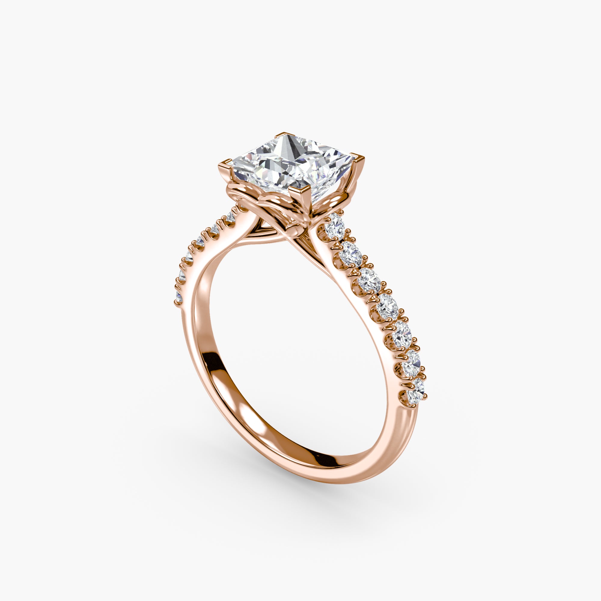 Adelina Solitaire Diamond Ring with Side Stones
