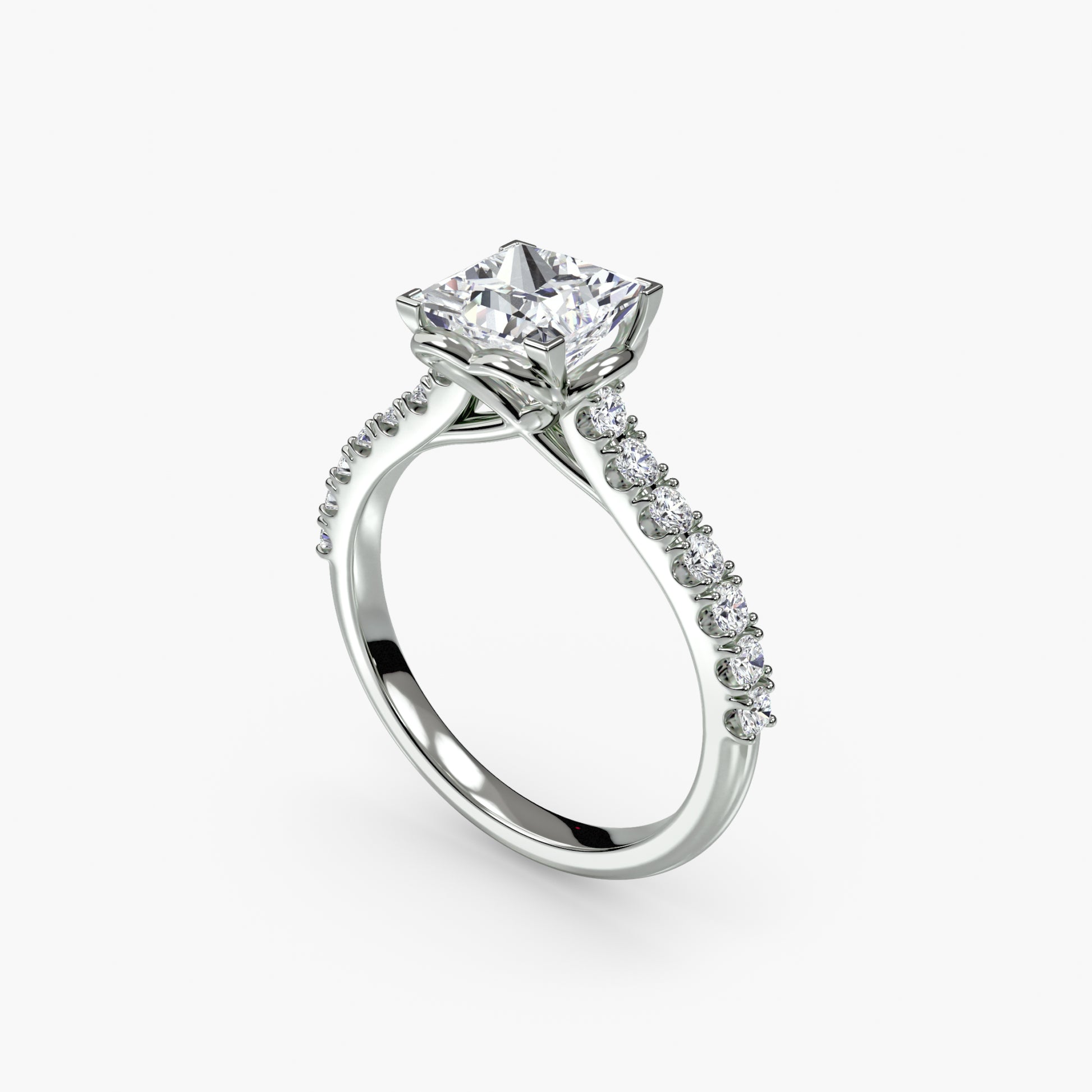 Adelina Solitaire Diamond Ring with Side Stones