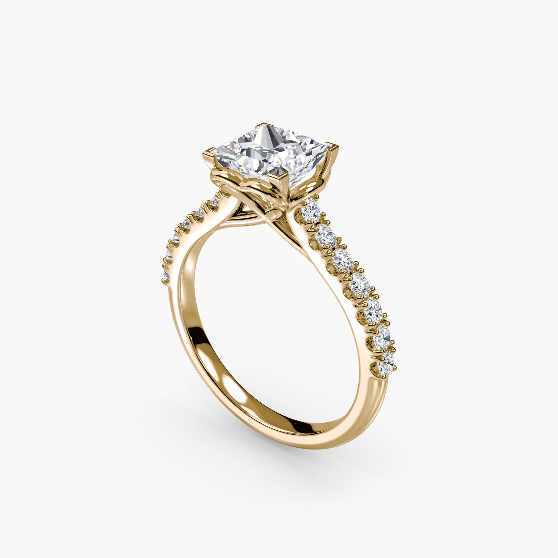 Adelina Solitaire Diamond Ring with Side Stones