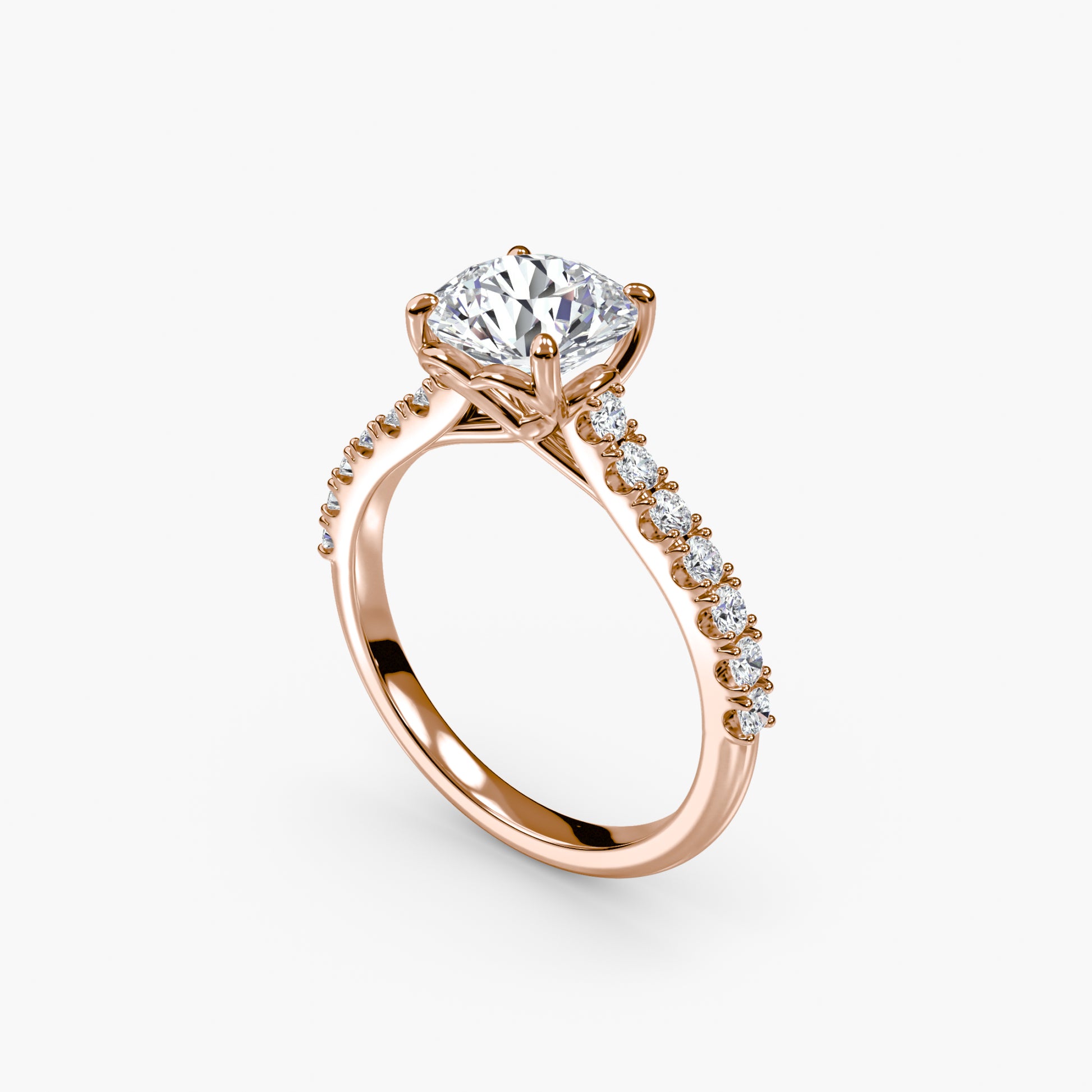 Adelina Solitaire Diamond Ring with Side Stones