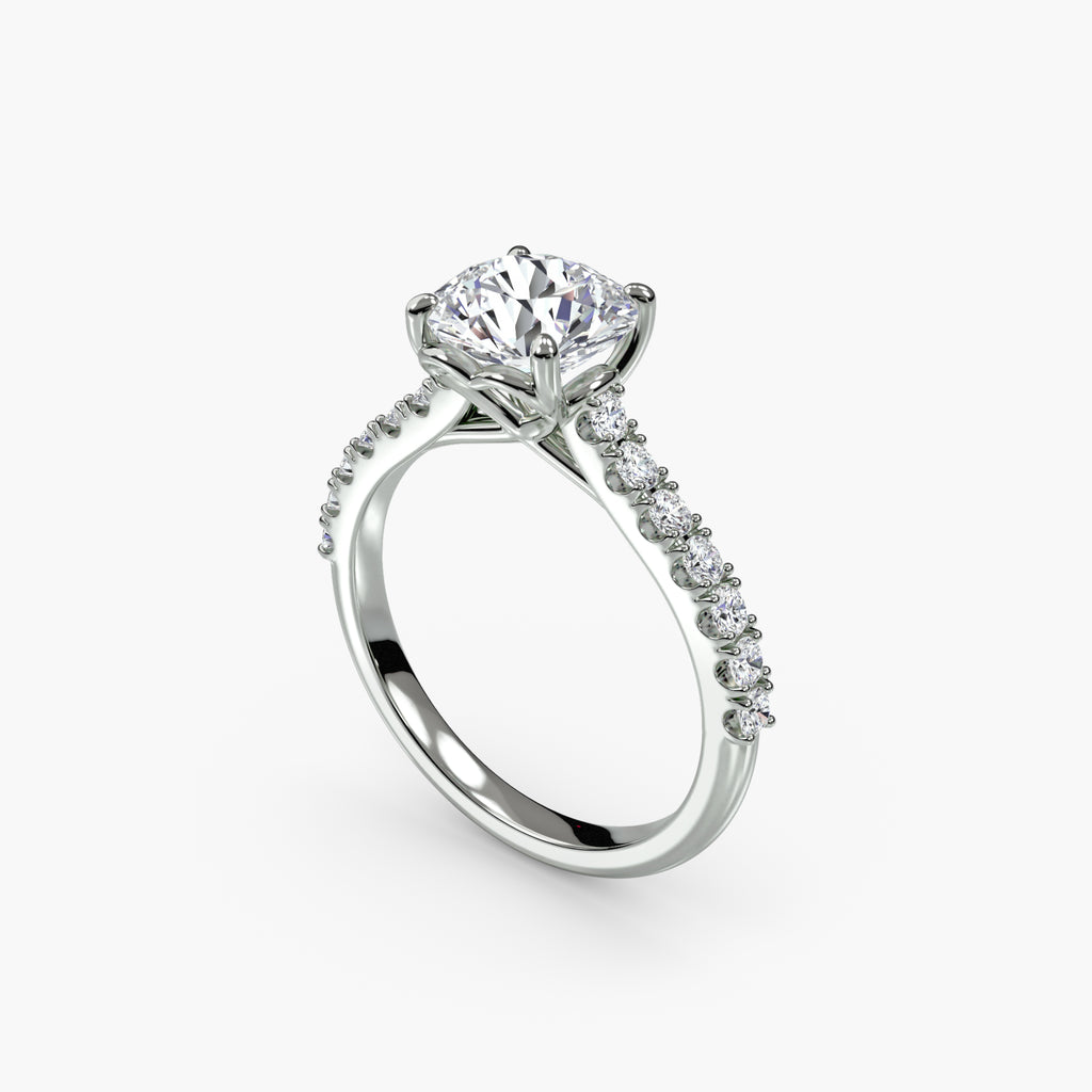 Adelina Solitaire Diamond Ring with Side Stones