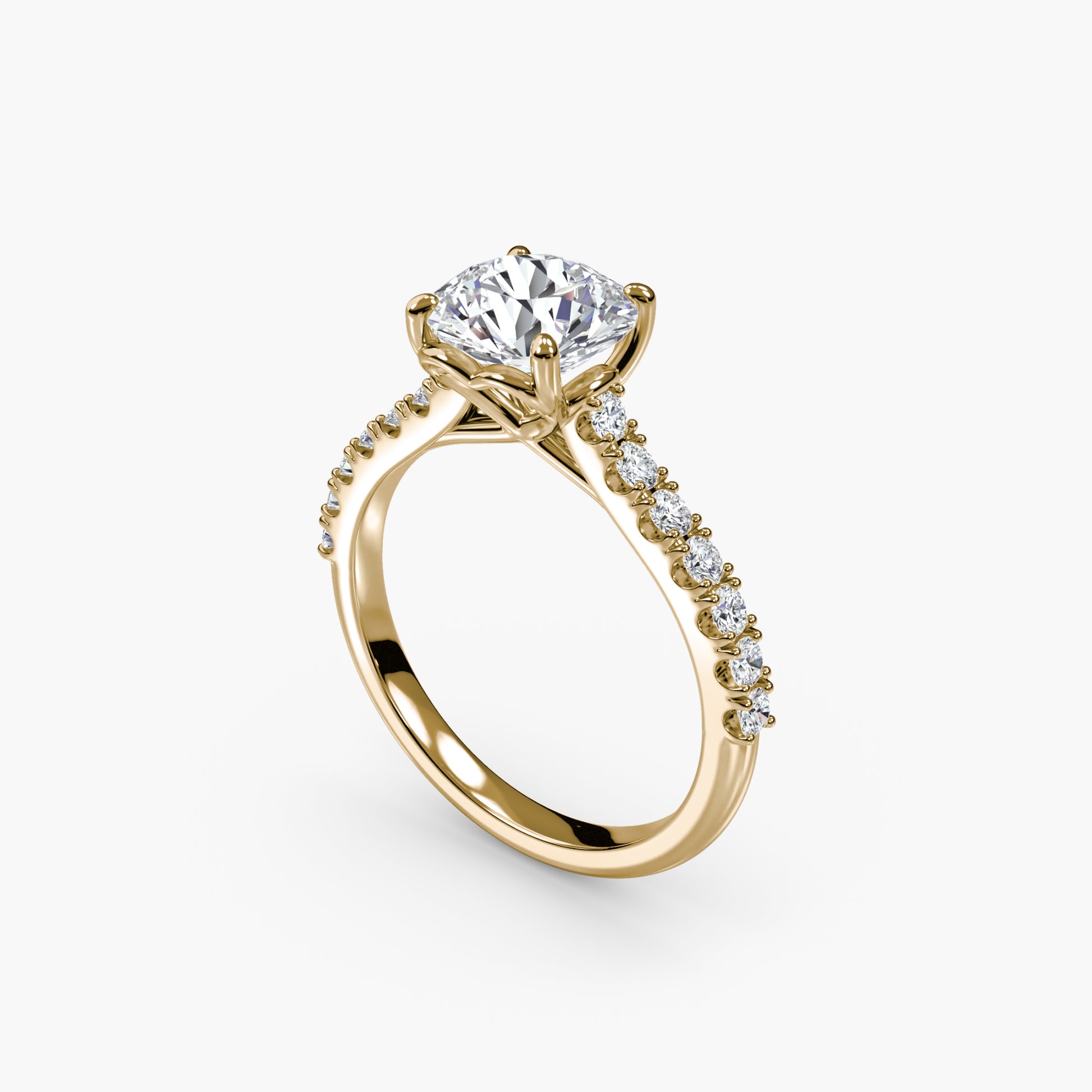 Adelina Solitaire Diamond Ring with Side Stones
