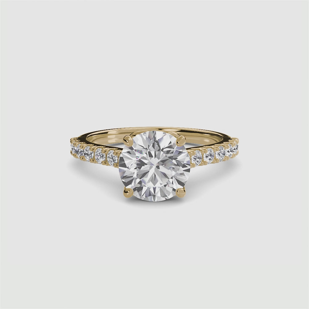 Adelina Solitaire Diamond Ring with Side Stones