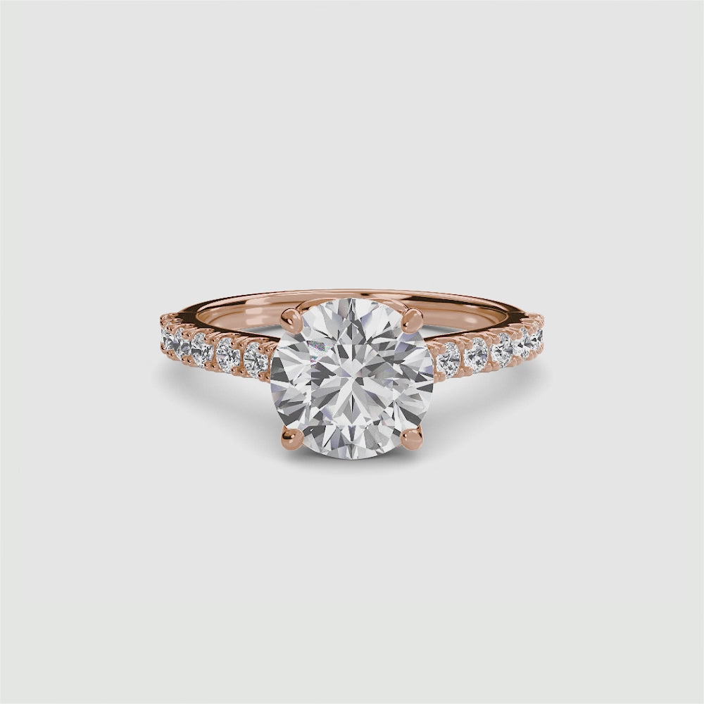 Adelina Solitaire Diamond Ring with Side Stones