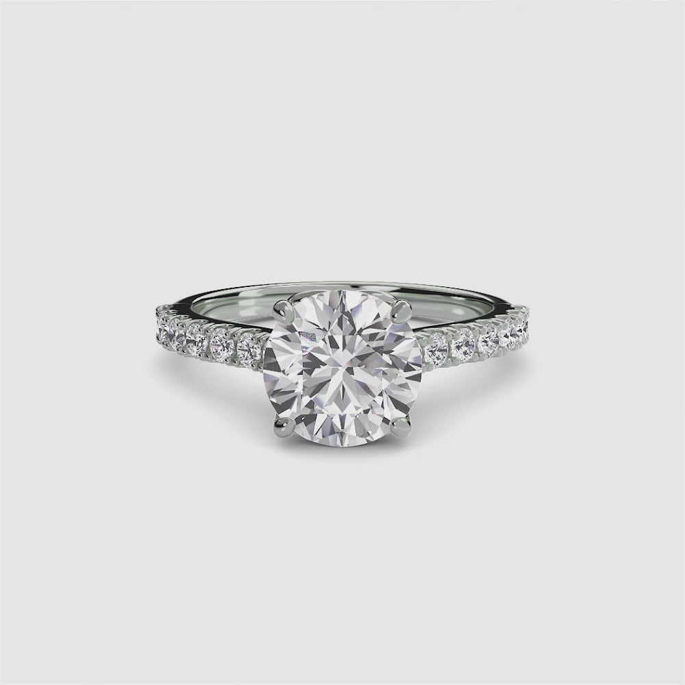Adelina Solitaire Diamond Ring with Side Stones