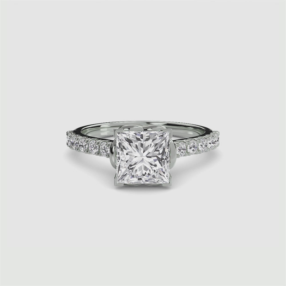 Adelina Solitaire Diamond Ring with Side Stones
