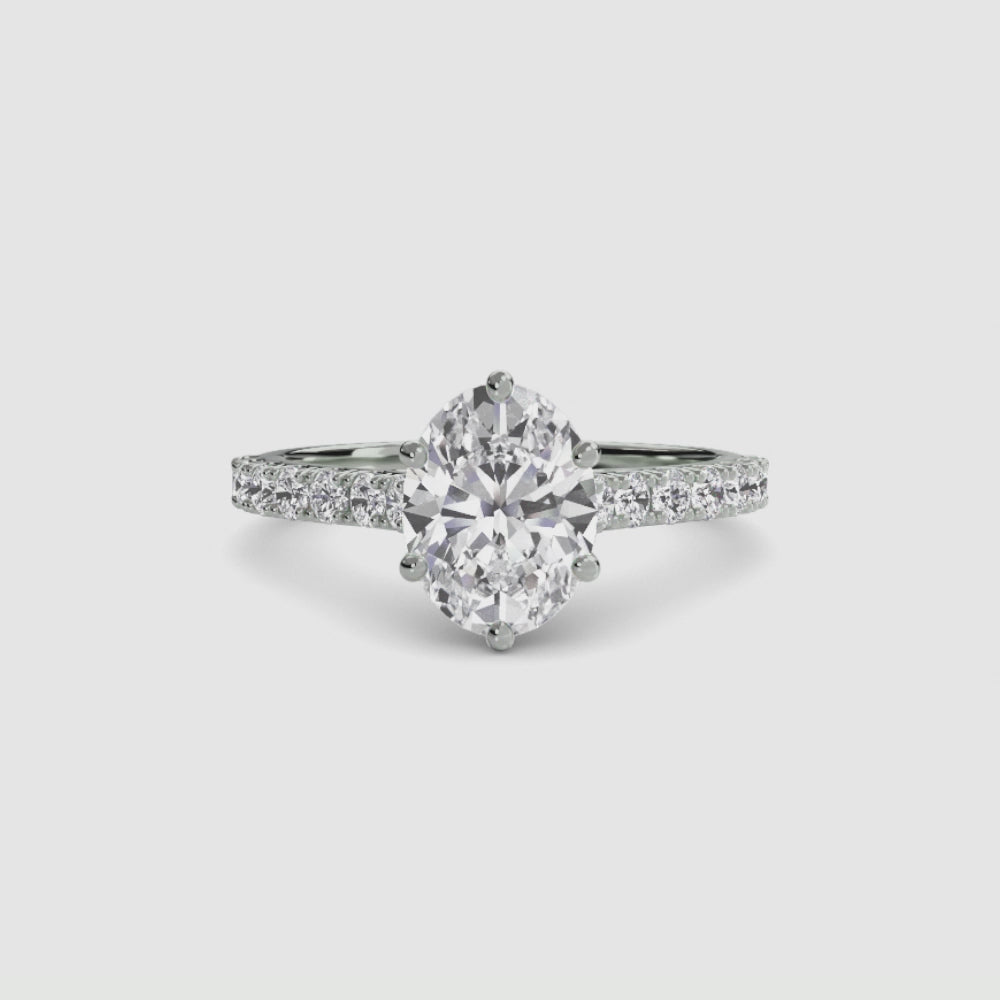 Caterina Solitaire Diamond Ring with Side Stones