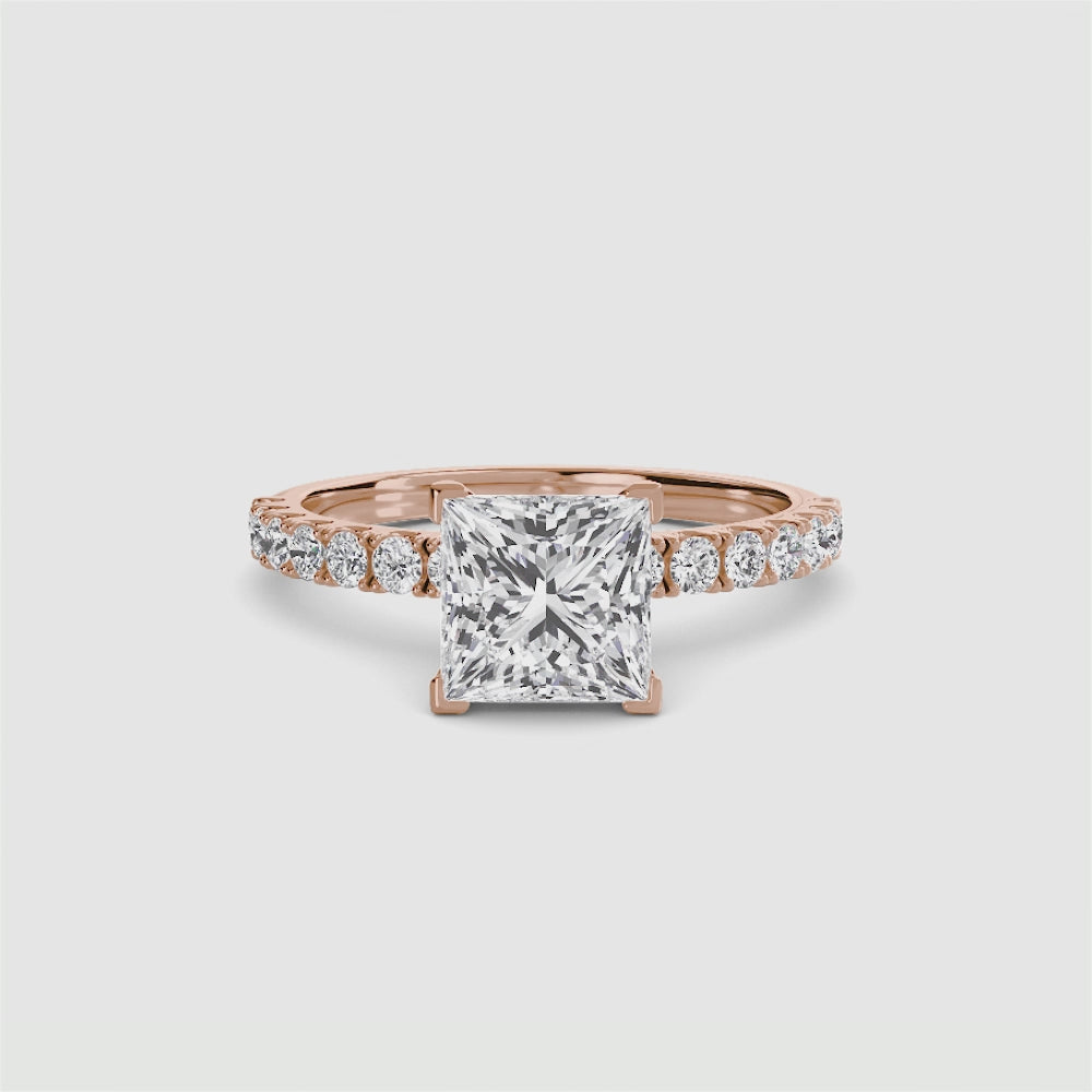 Emilia Solitaire Diamond Ring with Side Stones