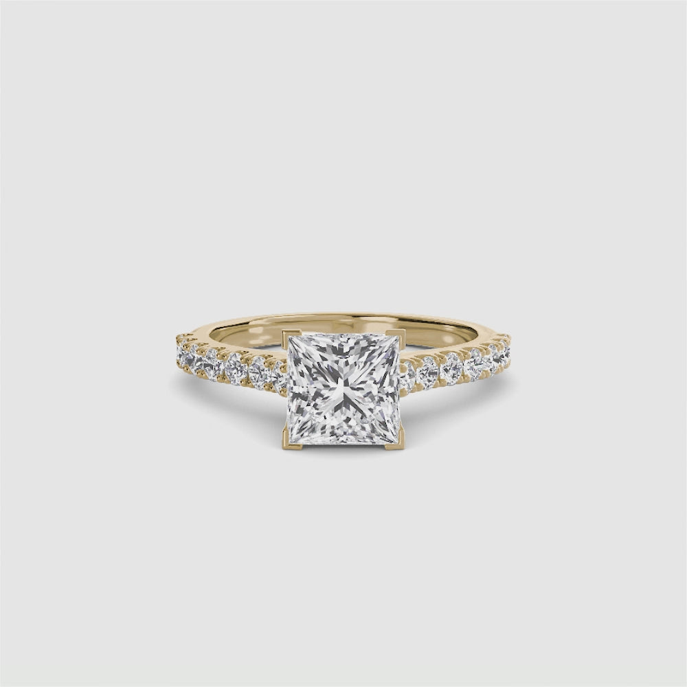 Gabriella Solitaire Diamond Ring with Side Stones