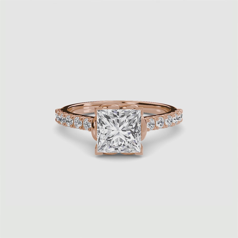 Adelina Solitaire Diamond Ring with Side Stones