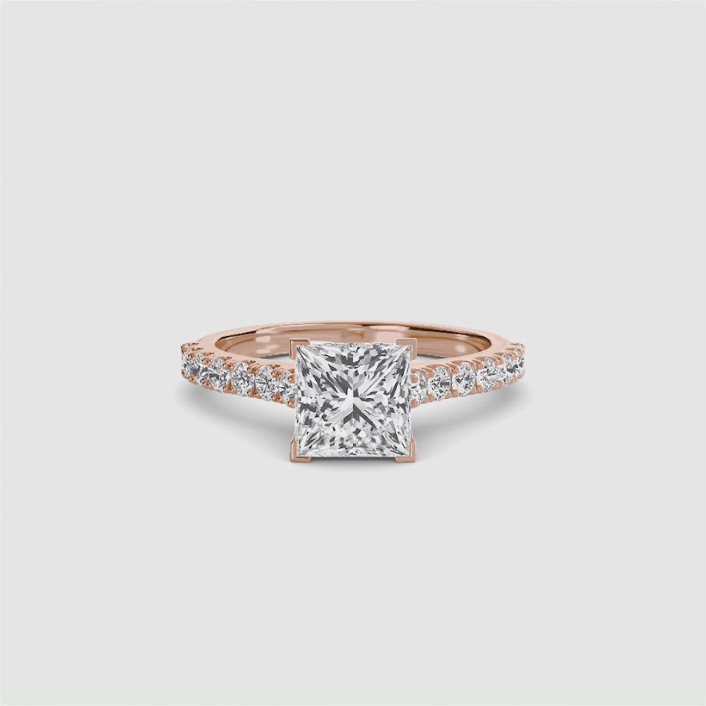 Gabriella Solitaire Diamond Ring with Side Stones
