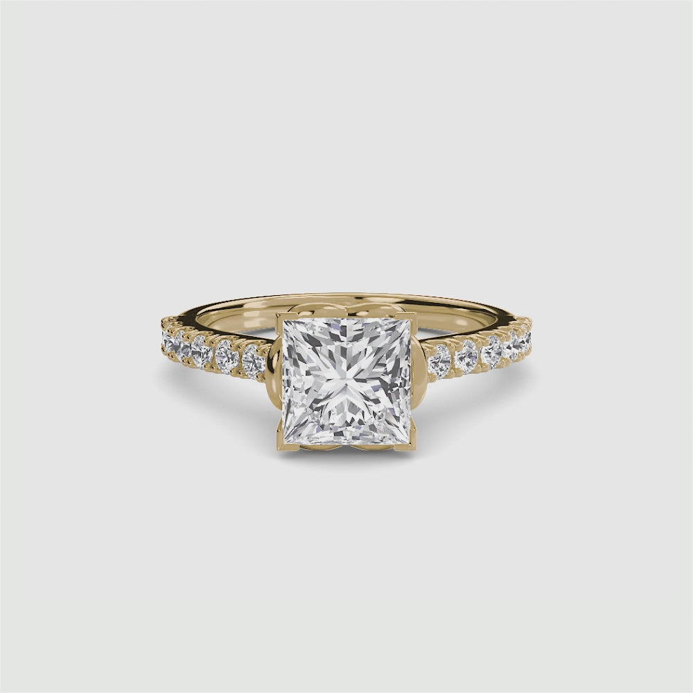 Adelina Solitaire Diamond Ring with Side Stones