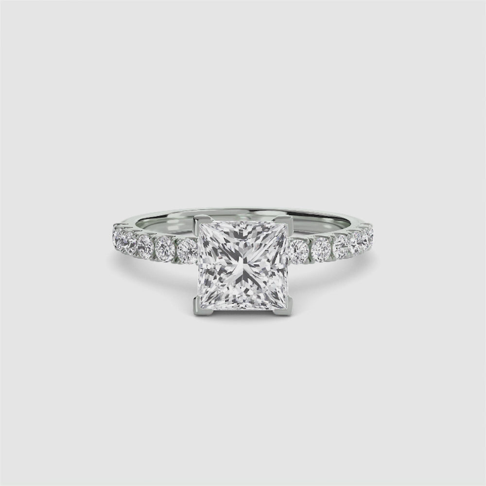 Jacqueline Solitaire Diamond Ring with Side Stones